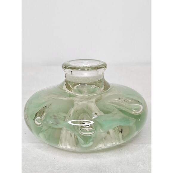 Vintage Glass Candle Holder Flower Claire Paper Weight Mid Century Glass Art - Picture 2 of 8